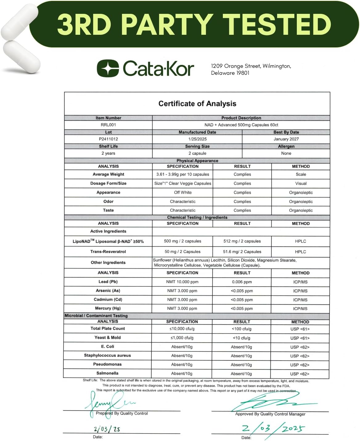 High Purity NAD Supplement for Anti-Aging, Energy Supplements, Focus - 60 Capsules